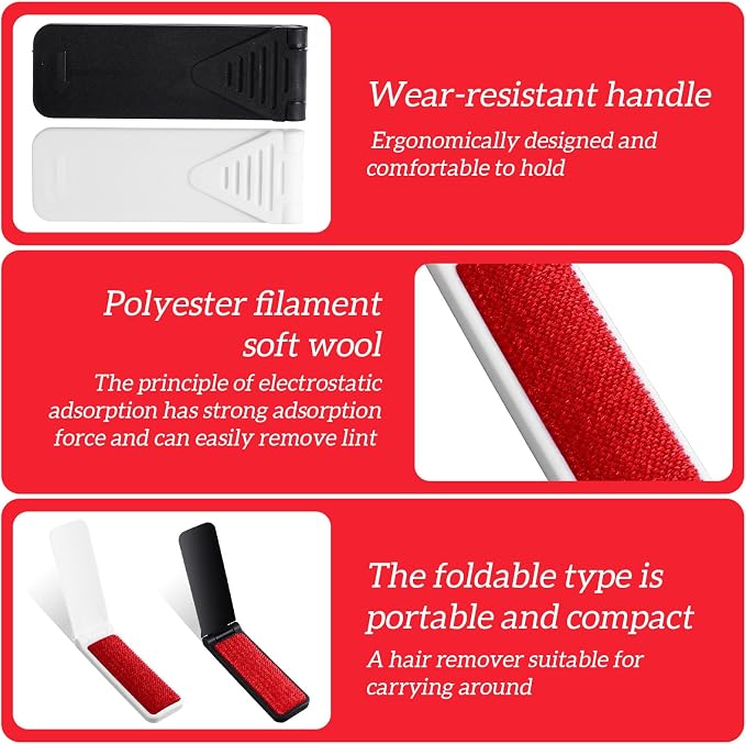 8PCS Mini Lint Brushes,Portable Foldable Lint Brush for Clothes-Compact Size-Reusable Travel LintBrushes for Pet Hair Remover Clothing Dust Removal Garment Fabric Fluff Cleaning Tool