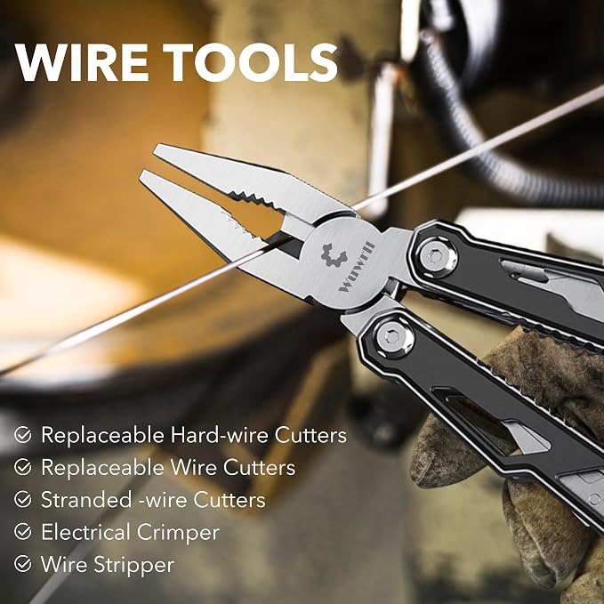 Wuwrll Multitool with Safety Locking,16-in-1 Multi Tool Stainless Steel Pocket Knife Set with Pliers, Upgrade Camping Tool Gifts for Men,for Survival, Camping, Hiking, Outdoor 6 Pcs