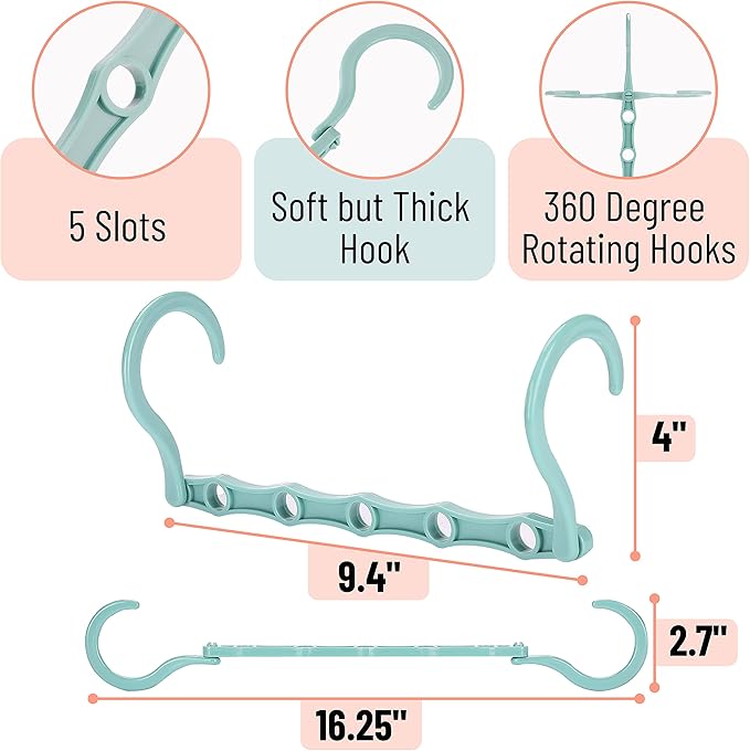 Mr. Pen- Space Saving Hangers, 8 pcs, 360° Rotating Hooks | Magic Cascading Hanger Organizer with 5 Enclosed Slots, Closet Organizers and Storage for Clothes