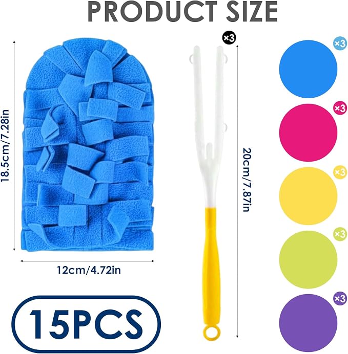 15 Pack Reusable Fleece Duster Refills with Detachable Handle, Washable Microfiber Dusters for Cleaning, 360° Dry Wet Microfiber Duster Refill Compatible with Standard Cleaning Handles (15)