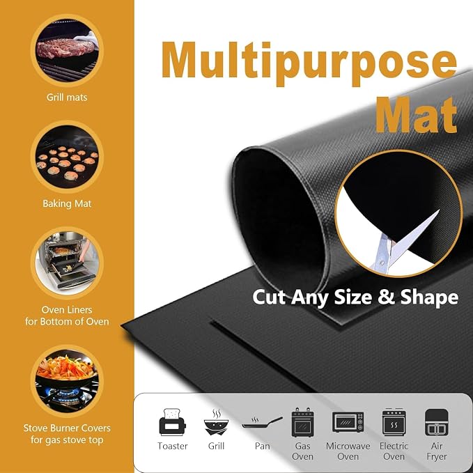 BBQ Grill mats for Outdoor Grill 6 PACK 100% Non-Stick Grill Mats&Baking Mats, Heavy Duty,Reusable and Easy to Clean for Gas, Charcoal, Electric Gril, 17" X 25"
