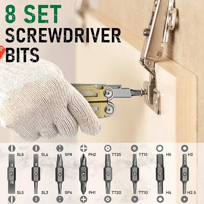 BIBURY Multitool Pliers with 440A Knife & Full Size Scissors, BI2045D | 31-in-1 Multi Tool with Replaceable Wire Cutters, Self-locking EDC Tool with Sheath, Ideal for Outdoor, DIY, Gift for Men