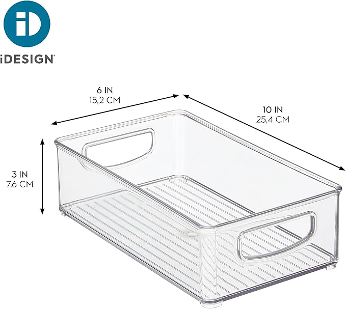 iDesign Stackable Pantry Bin with Handles, Set of 4, Clear | Kitchen Storage, Made in USA