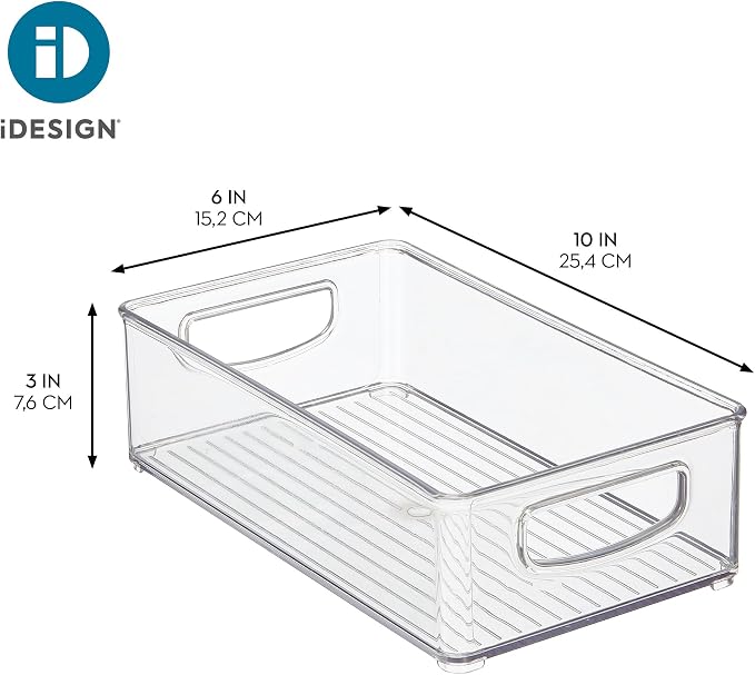 iDesign Stackable Pantry Bin with Handles, Set of 2, Clear | Kitchen Storage, Made in USA