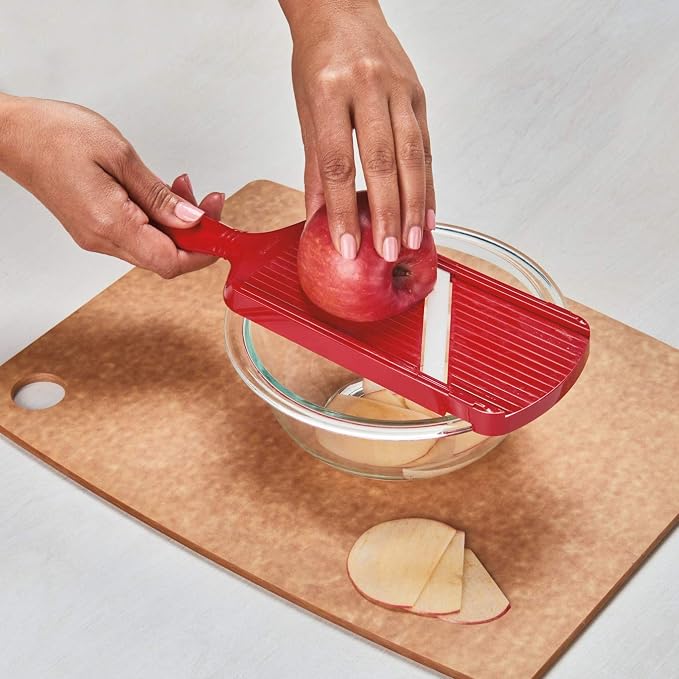 Kyocera Advanced Ceramic Double-edged Mandolin Slicer With Guard, Red | KYOCERA Double-Edged Mandoline Slicer: 3.5" Ceramic Blade for Fast, Two-Way 1.5mm Slicing with Safety Handguard Included