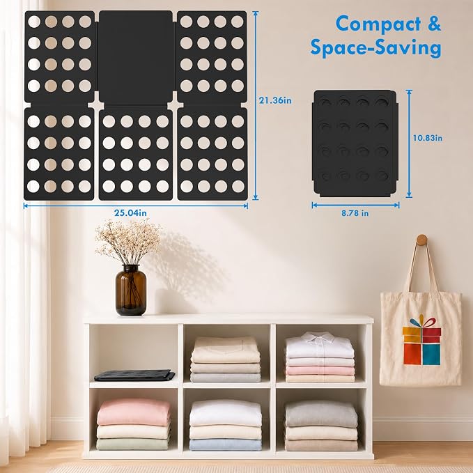 Shirt Folder Mini Clothes Folding Board for T-Shirts and Laundry | Durable Plastic Folding Tool, Neat Organization, Easy Fold for Travel or Home, Laundry Liners