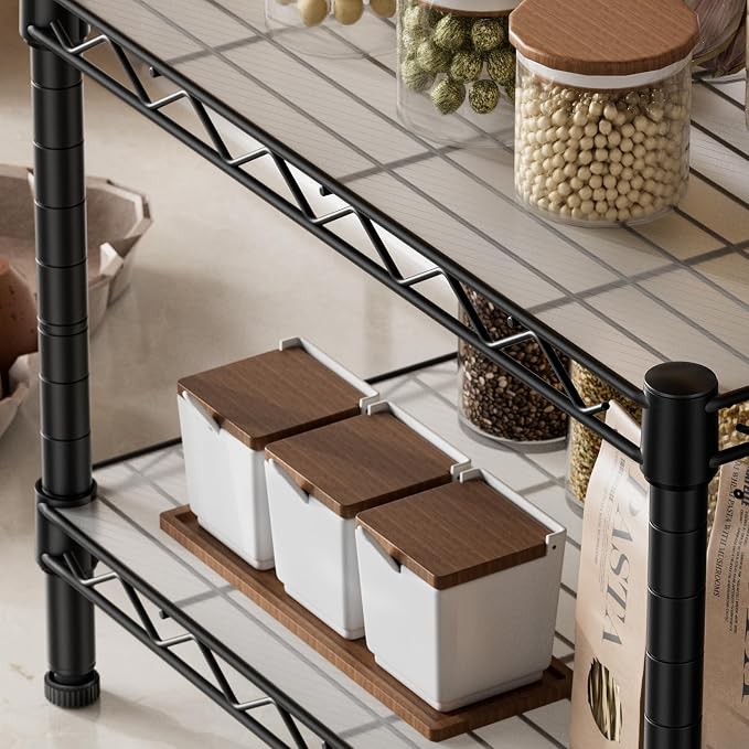SINGAYE Small Shelves Kitchen Storage Shelf Wire Shelving Metal Adjustable | 2 Tier Shelf Organizers Storage Shelving Unit for Office Pantry Laundry Bathroom Closet Home 11.6" D X 17.6" W X 12" H Black