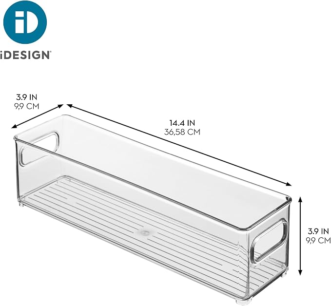 iDesign Stackable Fridge Bin with Handles, Set of 2, Clear | Ideal for Freezer or Pantry, Made in USA