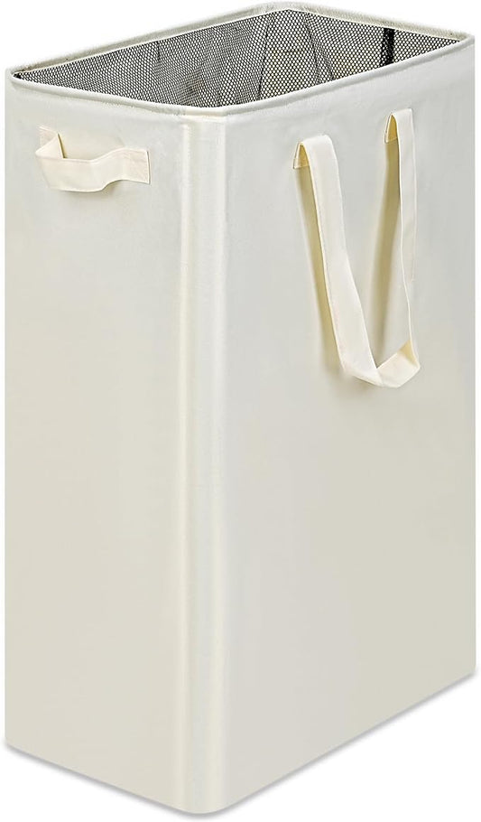 efluky Slim Laundry Basket, Narrow Laundry Hamper with Handles, Collapsible Dirty Clothes Hamper, Tall Laundry Bin for Laundry Room, Dorm and Bedroom, 19.8 Gallon (75L) Beige