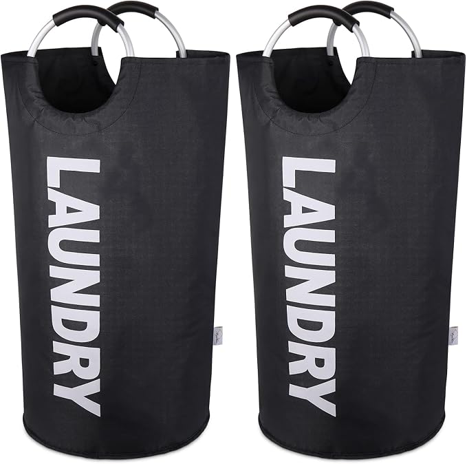 2-Pack Large Laundry Basket, Laundry Hamper Bag with Handles, 115L, Black | Freestanding Tall Dirty Clothes Hamper, Collapsible and Portable Laundry Bin for Dorms and Bedrooms, Thick, Sturdy Fabric