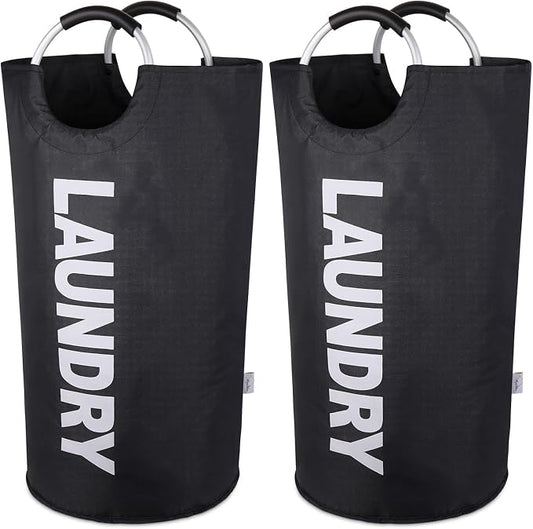 2-Pack Large Laundry Basket, Laundry Hamper Bag with Handles, 115L, Black | Freestanding Tall Dirty Clothes Hamper, Collapsible and Portable Laundry Bin for Dorms and Bedrooms, Thick, Sturdy Fabric