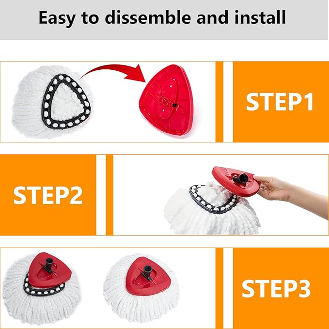 10Pack Spin Mop Replacement Heads,100% Microfiber Mop Head Replacement Compatible with Triangle Spin Mop, Easywring 1-Tank System, Easy Cleaning, Microfiber, Machine Washable