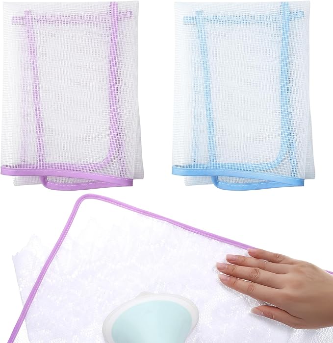 2 PCS Mesh Pressing Cloth for Ironing, Nylon Iron Cloth Pad Insulation Pad, Ironing Clothes Protective for Sewing and Ironings(Blue, Purple)