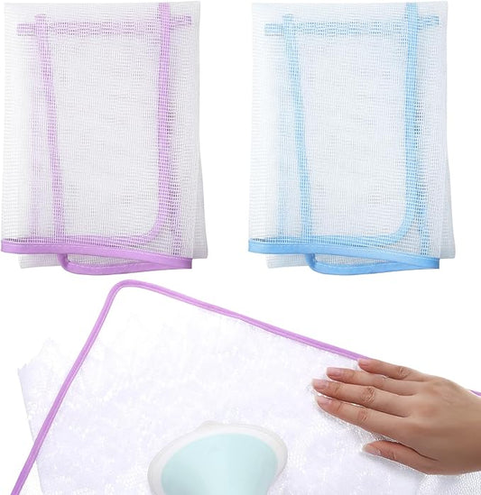 2 PCS Mesh Pressing Cloth for Ironing, Nylon Iron Cloth Pad Insulation Pad, Ironing Clothes Protective for Sewing and Ironings(Blue, Purple)