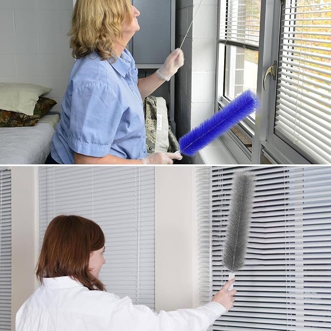 Fan Cleaning Brush, Flexible Dust Removal Brush, Reusable Microfiber Dust Collector, Cleans Without Disassembly, Suitable for Electric Fans, Louvers and Air Conditioning Vents (Blue + Gray).