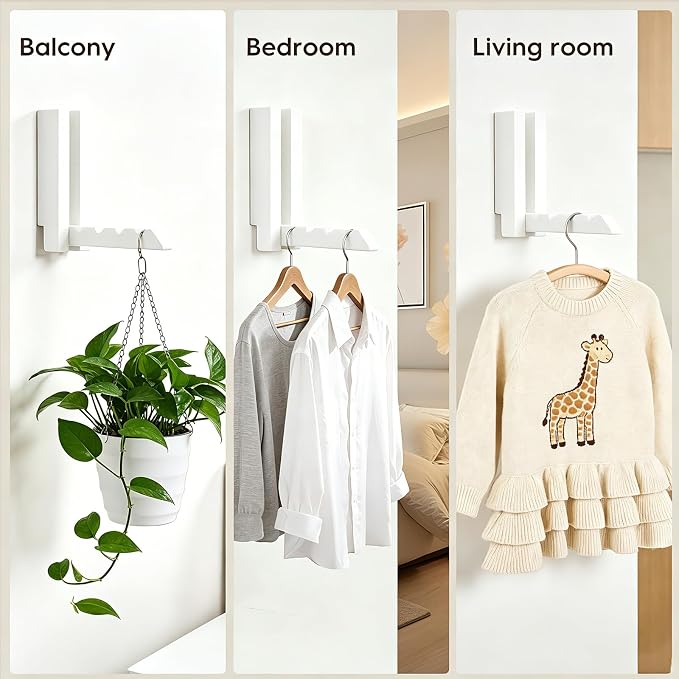 2 Pack Clothes Drying Rack Wall Mounted,Space Saver Wood Wall Mounted Folding Clothes Hanger Rack for Laundry Room,Bathrooms,Closet Storage Organization,Easy to Install