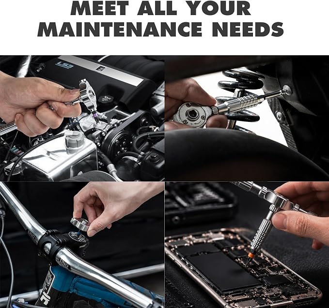 Ratchet Screwdriver Set, magnetic Screwdriver sets, S2 Steel Bits, DIY Combination Flexible Shaft, Suitable for Furniture Assembly, Precision Electrical Appliance Repair, Bicycle Tools