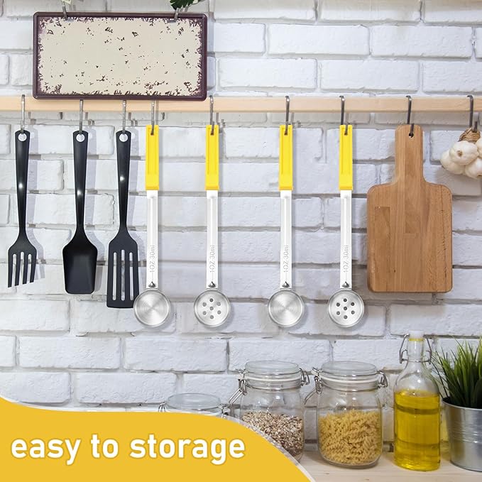 Teenyyou 4 Pcs Portion Control Serving Spoons Portion Control Spoons Ladle Scoops Food Measuring Utensils Proportion Manage Slotted and Unslotted Scoops for Weight Loss(Yellow,1oz)