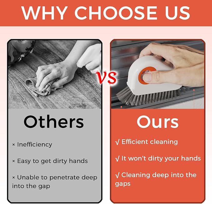 2 Sets Window Track Cleaner Tools, 2-in-1 Groove Cleaning Brush | Scraper & Dustpan, Hard Bristle Crevice Brush, Sliding Door, Window Sill, Shower Seal, Reusable Deep Cleaning Tools
