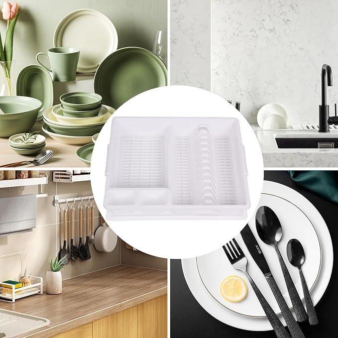 Multifunctional Dish Drainer Rack, Space Saving Plate Drying Organizer, Lightweight Function for Kitchen Countertops, Chopsticks Bowls Plates Spoons Cups Family Cooking Needs
