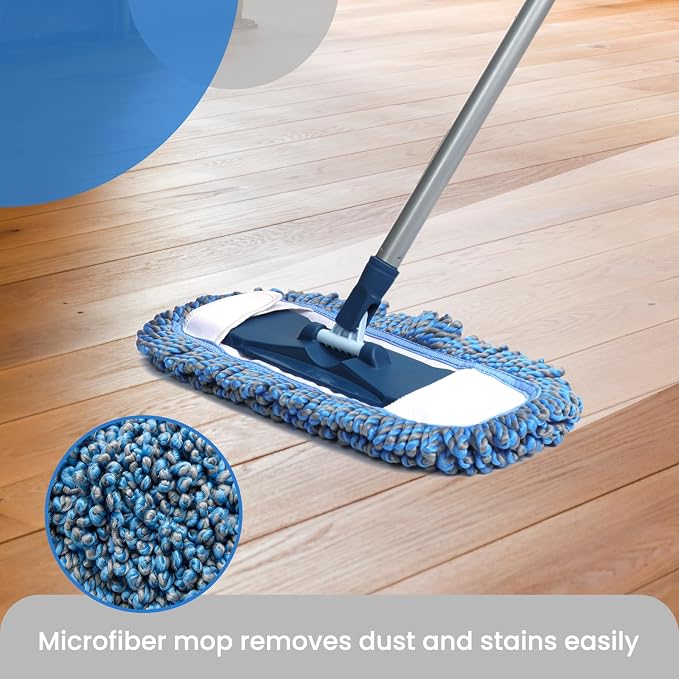TrueYee Dust Mop for Hardwood Floors with 57" Long Handle Wet & Dry Mops for Catching Pet Hair and Dust Bunny Microfiber Dust Mops for Vinyl, Wood, Tile, Laminate Flooring