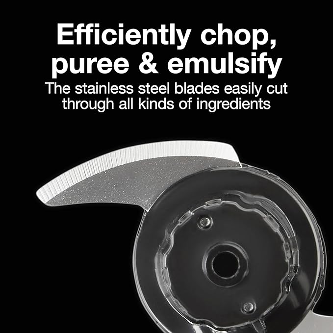 Proctor Silex Durable Electric Vegetable Chopper & Mini Food Processor | 1.5 Cup Bowl | Pulse Speed Control For Chopping, Puree & Emulsify | Stainless Steel Blades | Dishwasher Safe | Black | 72507J