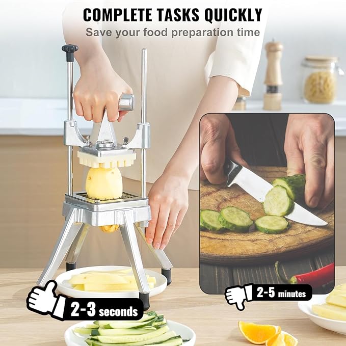 Happybuy Commercial Vegetable Fruit Chopper 1/4" Blade Heavy Duty Professional Food Dicer Kattex French Fry Cutter Onion Slicer Stainless Steel for Tomato Peppers Potato Mushroom