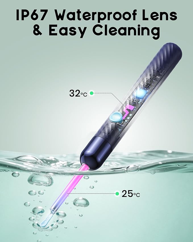 LEIPUT Ear Wax Removal - Earwax Remover Tool with 8 Pcs Ear Set - Ear Canal Cleaner with 1080P Camera - Ear Cleaning Kit with 6 Ear Spoon - Ear Camera for iOS & Android (Navy Blue)