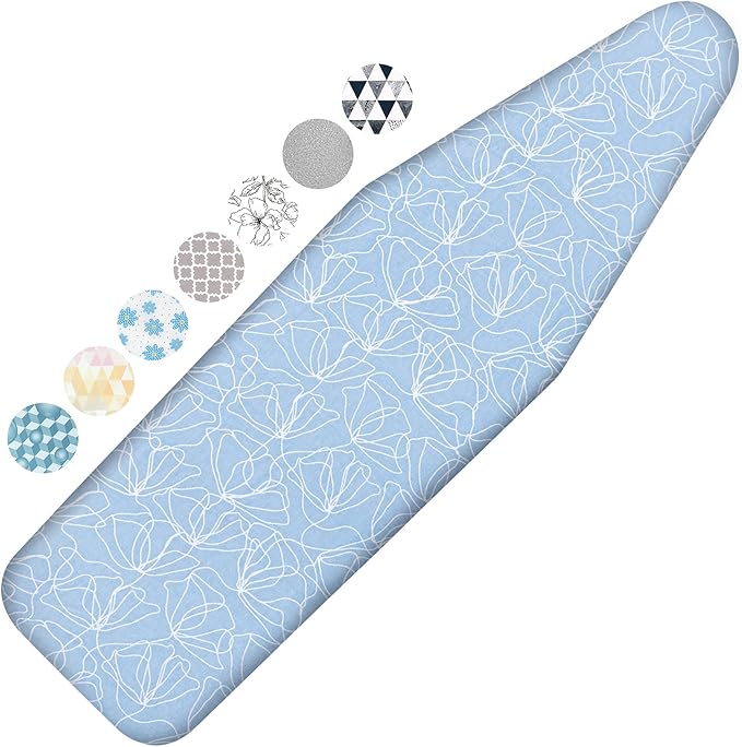 Ironing Board Cover and Pad, 21x57 Extra Large Thick Iron Padding, Scorch & Stain Resistant Ironing board cover, Heavy Duty Iron Board Padded with Adjustable Fasteners Durable Elastic Edge, Sky Blue