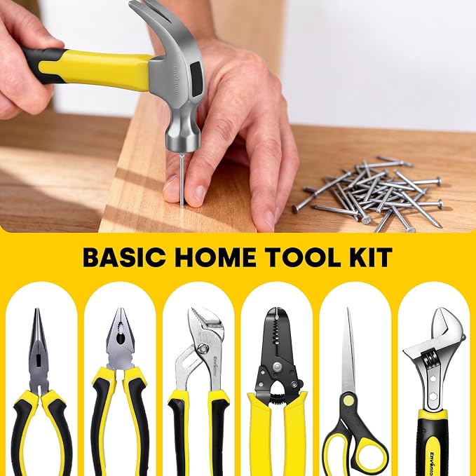 Enventor Tool Set with Molded Storage Case, 220 Pieces | 24-tooth Ratchet, Metric Sockets, Extension Bar and Adapter, for Home Repairs, DIY Projects and Auto Maintenance