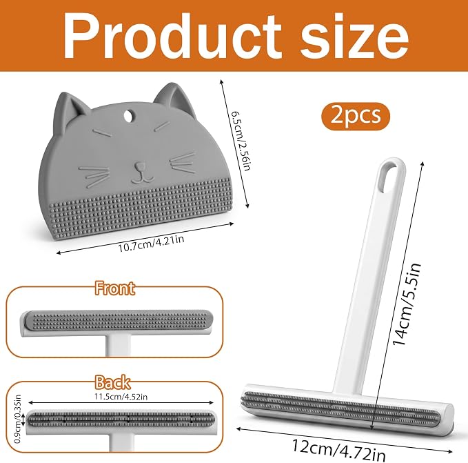 2Pack Set Pet Hair Removal Tool, Reusable Carpet Scraper Hair Remover | Dog Cat Fur Removal Scraper Fuzz Hairball Brush Lint Fabric Shaver for Carpet, Car Mat, Couch, Pet Bed, Cat Tree, Furniture