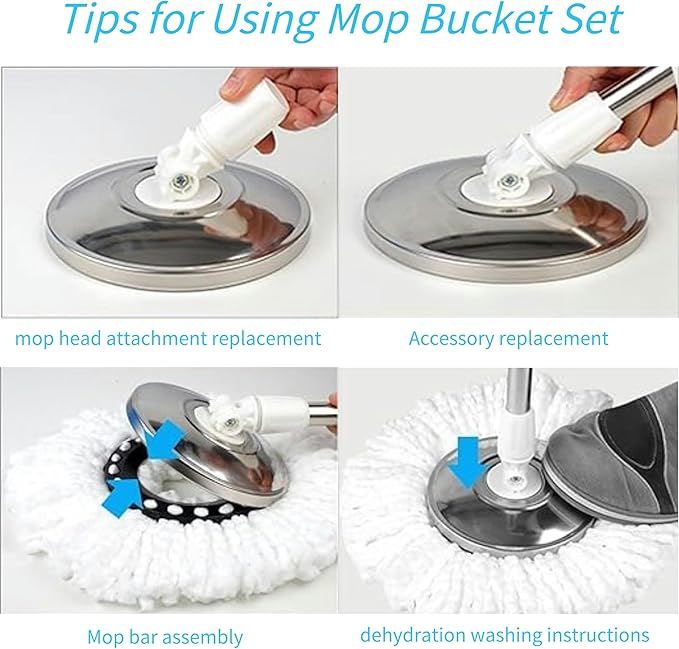 Spin Mop Replacement Handle 360 Degree Spin Mop Pole Handle Replacement Rotating Telescopic Stick for Head Replace Spinning Household Cleaning Accessories for Home