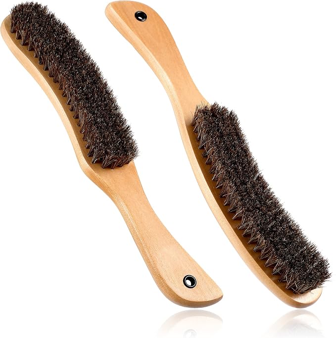 Patelai 2 Pcs Felt Hat Brush Wooden Cowboy Hat Horse Hair Brush for Suede Cleaning Removes Dust Stains Hair Cap Wool Coats Suits Clothes Furniture Clean Supplies