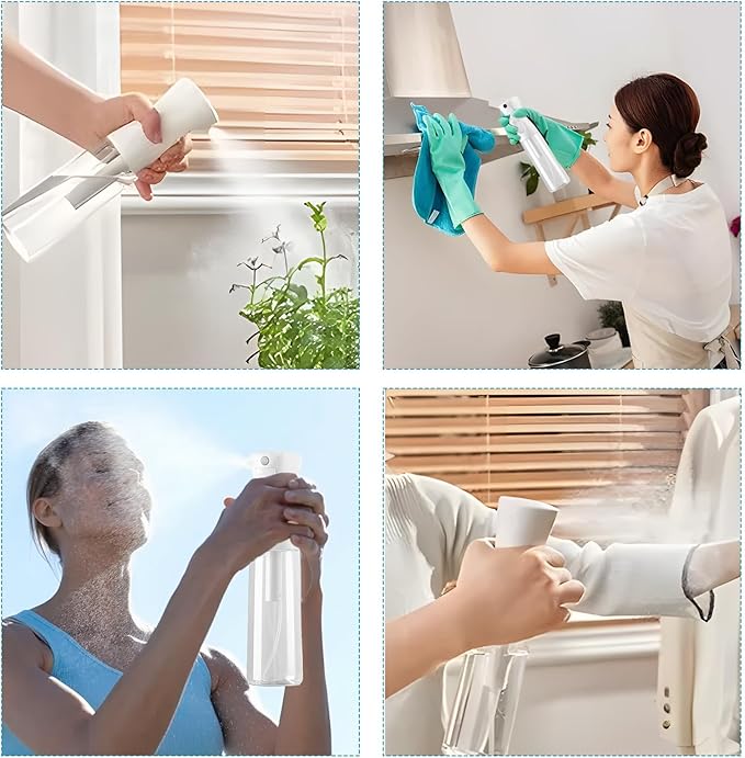 THINTON Mist Spray Bottle for Hair (6.8oz/200ml) - 2 Pcs Continuous Spray Bottle for Hairstyling, Cleaning, Plant and Gardening