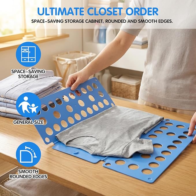 Shirt Folding Board,Small Size Clothes Folder Board Foldable Tool for Easy and Fast Folding (Blue)