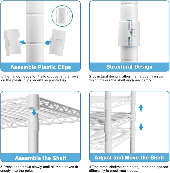 Ulif F7 Garment Rack, Heavy Duty Clothes Rack, Clothing Racks for Hanging Clothes, 6-Tiers Freestanding Portable Closet Storage Rack 58'' W × 14.6'' D × 76.6'' H, Max Load 800 Lbs, White