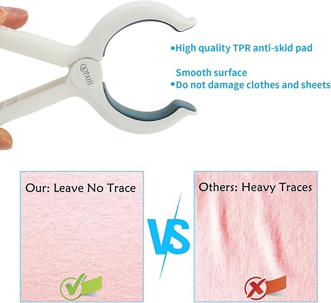 Beach Towel Clips for Beach Chairs Cruise, Strong Grip Clothes Pins Non-Slip Pool Chair Clips Plastic Quilt Drying Clip for Laundry Towel Clothes Blankets Set of 8, with Drawstring Bag(Blue+Khaki)