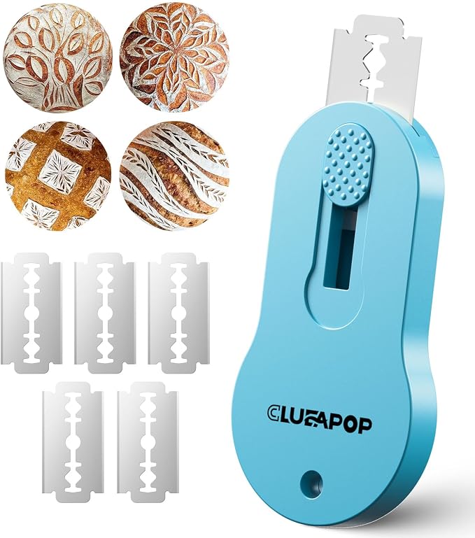 CLUEAPOP Bread Lame for Dough Scoring, Magnetic & Reusable Bread Lame Dough Scoring Tool, Anti-Slip Handle with Long Retractable Razor Blades, Sourdough Scoring Tool for Bread Making