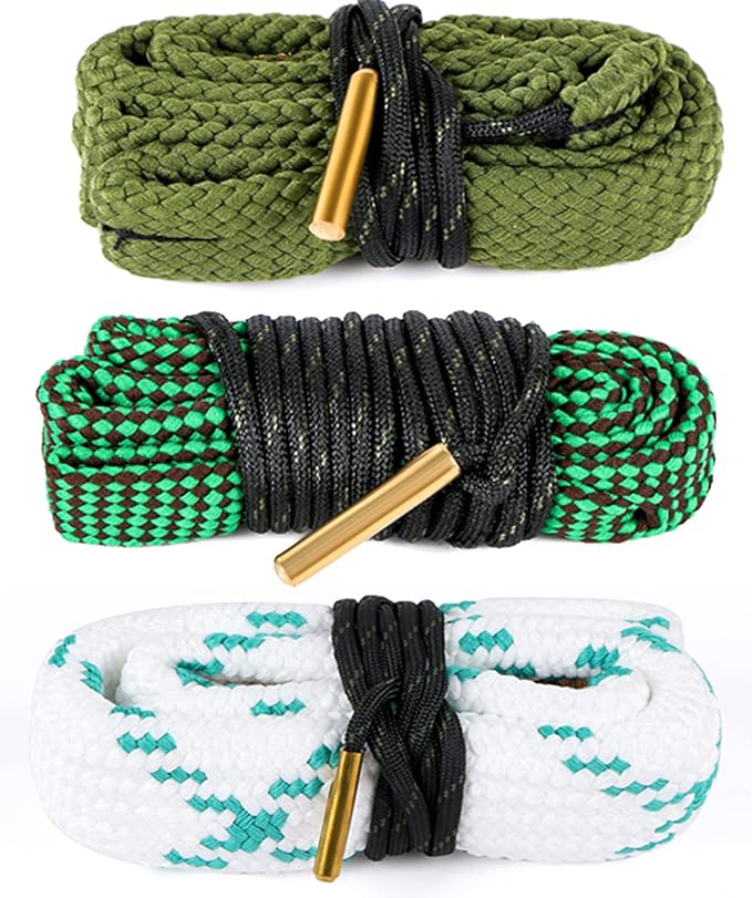 2Pack/3Pack Bore Rope Brush Gun Cleaner Cleaning Snakes, Barrel Snake for 5.56mm/.223/.22/9mm/Cal .380/12 GA/. 30 Cal/.308/.44 Cal. Rifle Shotgun Gun Cleaning(Choose Your Cal)