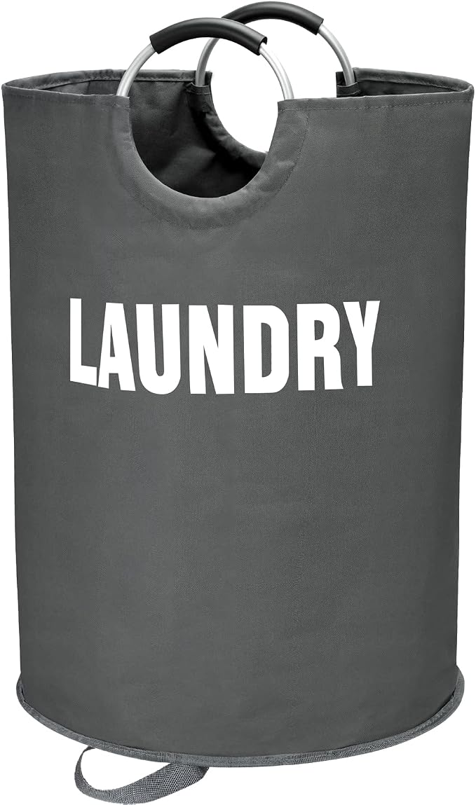 Maxsilan 160L XX-Large Laundry Basket Bag, Collapsible Hamper, Dark Grey | Freestanding tall laundry bag & foldable washing basket. Extra large clothes storage bin with durable sturdy handles
