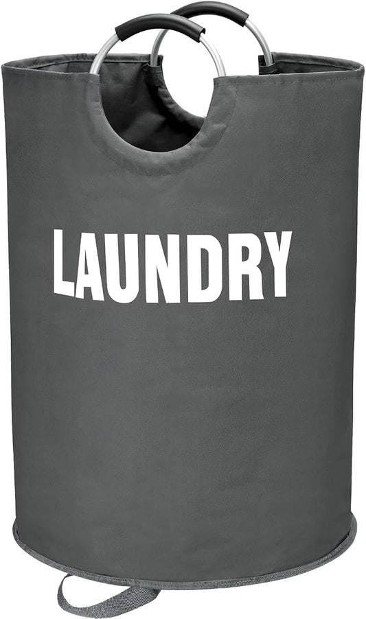 Maxsilan 160L XX-Large Laundry Basket Bag, Collapsible Hamper, Dark Grey | Freestanding tall laundry bag & foldable washing basket. Extra large clothes storage bin with durable sturdy handles