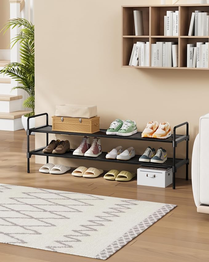 Kitsure Shoe Rack for Closet, Shoe Organizer for Front Door Entrance, Stackable Shoe Shelf, Detachable Closet Organizers and Storage, 36.1" Wide - 2 Tiers, Black | Closet, Front Door Entrance, Entryway, Stackable & Detachable Shelf, Closet Organizers a...