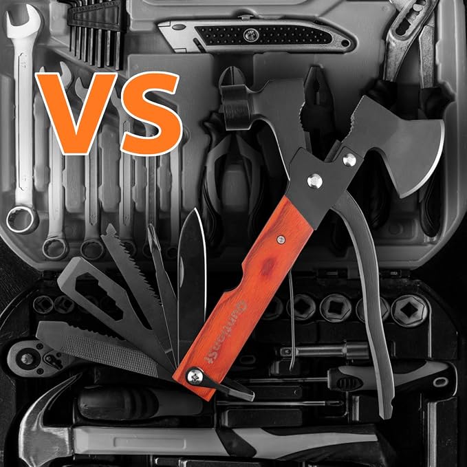 Camping Gear Multitool Axe, Stocking Stuffers for Men, Gifts for Men | Christmas Mens Gifts for Him Dad Husband Teens, 16 in 1 Camping Tool with Hammer,Pliers,Knife,Bottle Opener, Cool Gifts Idea