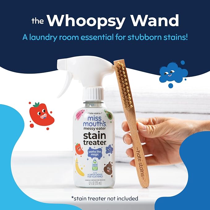 Miss Mouth's Messy Eater Laundry Brush for Stain Treating Fabrics | Gentle Fabric Scrub Brush for Spot Cleaning, Pre-Treating Stains & Delicates