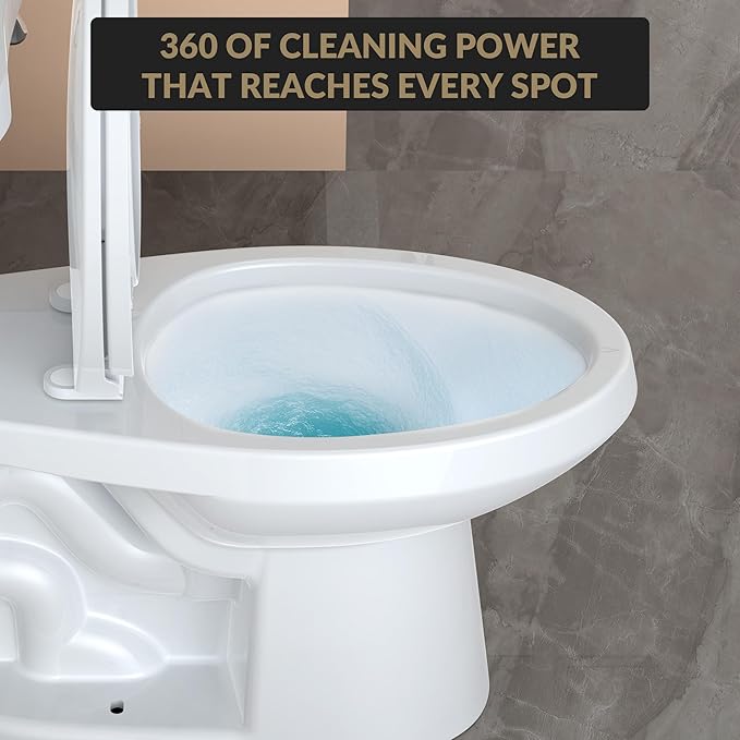 Two Piece Toilet 21 inch Chair Height Elongated Bowl, Side Handle, High Seat Toilet for Elderly, Comfortable Bathroom Toilet with Soft-Close Seat White