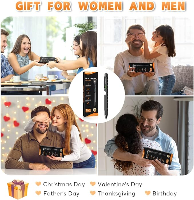 Fathers Day Dad Gifts for Men,-9 in 1 Multitool Pen, Birthday Gift for Him,Christmas Cool Gadgets Dad Gifts from Kids, Gifts for Husband, Boyfriend, Grandpa,Gifts for Men Who Have Everything (Black)