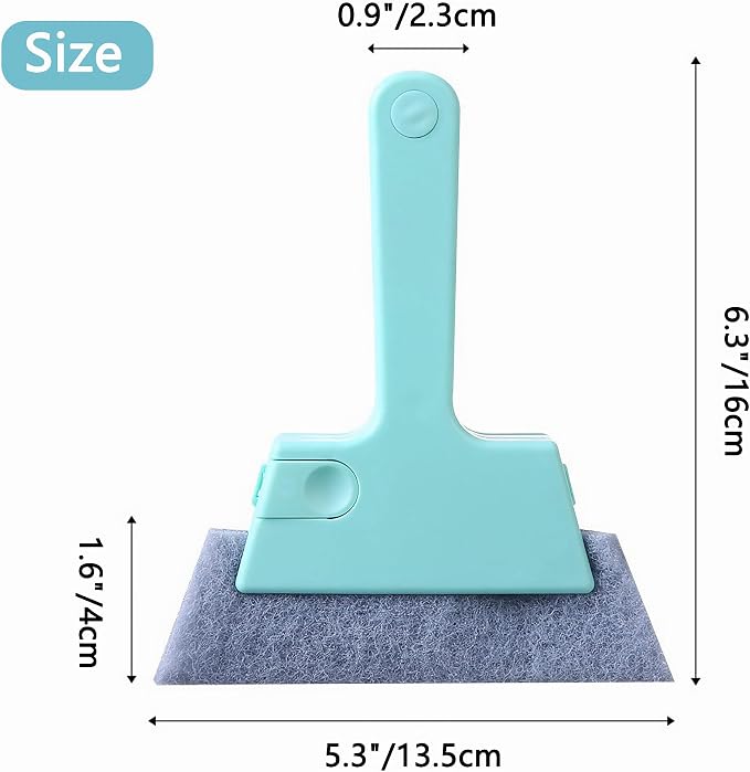 Window Track Cleaner Tool, 4Pcs 4-in-1 Groove Cleaning Brush (with Bristle Brush, Gap Dustpan, Scraper), Washable Cleaning Gadgets for Sliding Door, Sill, Car Vents (Blue + Yellow + 2Gray)