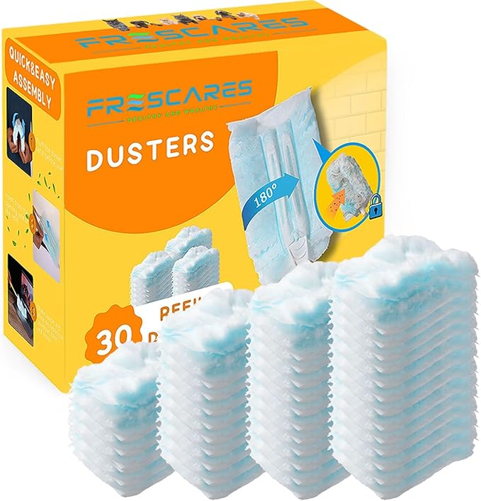 Duster Refills Static Dust Removal Compatible with Swiffer for Dusting 30ct | Disposable Alternative Replacement Head for Swiffer Duster Refills,for Dusting Electronics,Furniture,Blinds,Ceiling Fans