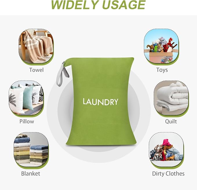 WiseBoy Travel Laundry Bag Dirty Clothes Organizer, Extra Large Laundry Bag | Oversized Laundry Bag, Zippered Nylon Wet Dry Storage Bag for College Dorm, Camping, Caravan, Foldable, Washable, 120L