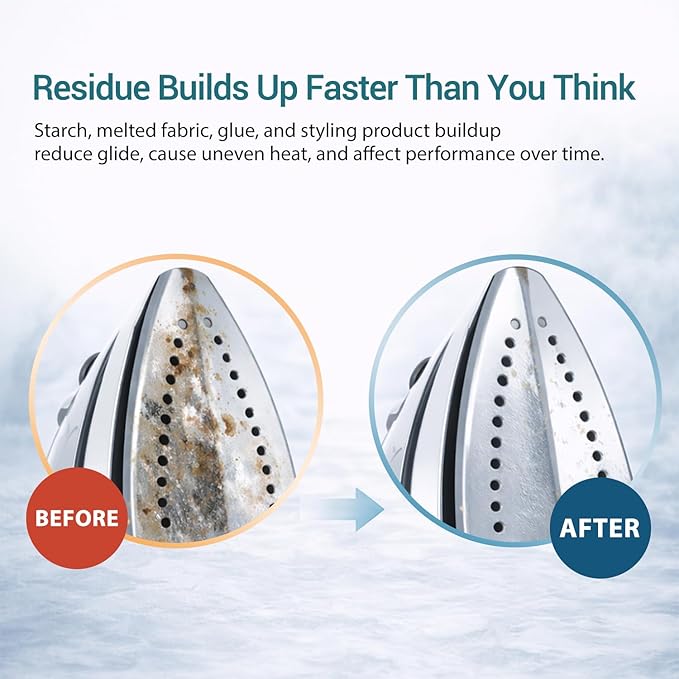 150g No Smoke Iron Cleaner, Cold Use Soleplate Cleaner Paste for Steam Irons, Removes Starch, Melted Fabric & Glue, Safe for Flat & Curling Irons, with Microfiber Cloth